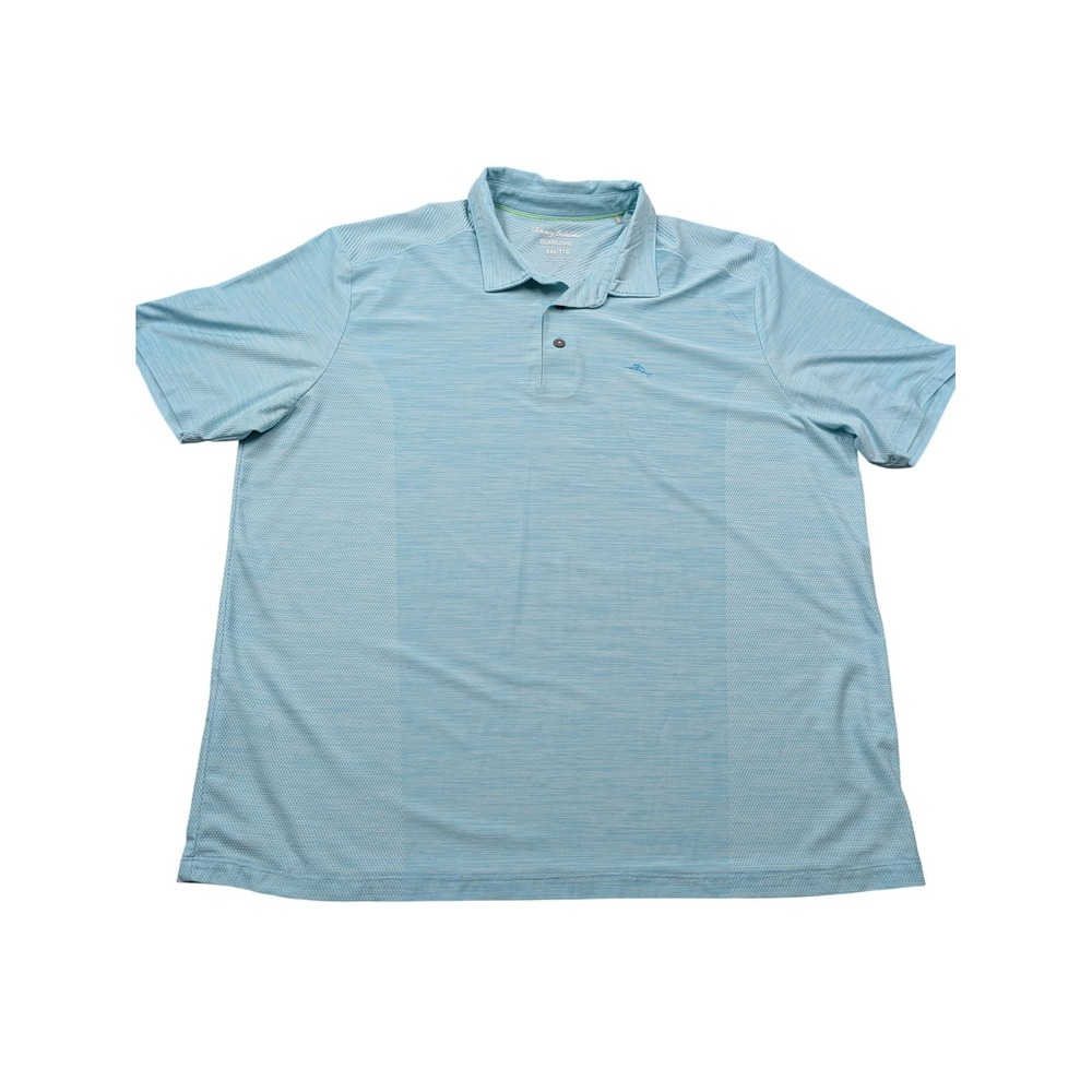 Tommy Bahama IslandZone Polo Shirt Mens 2XL Blue Stripe Golf Performance Stretch